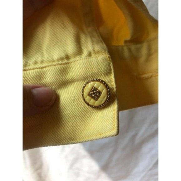 Vintage City Girl Cropped Yellow Embroidered Jacket Size 12 Button Up - Picture 2 of 4